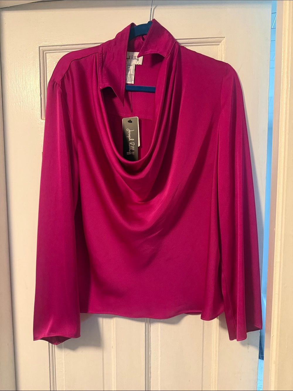 Joseph Ribkoff Vibrant Hot Pink Satin Blouse
